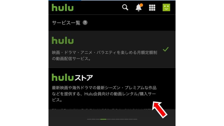 「Hulu」「Huluストア」が選べるので「Huluストア」を選択する