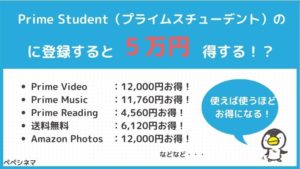 アマゾンプライムの学生プラン「Prime Student」に登録すると5万円得する