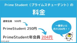 アマゾンプライムの学生プラン『Prime Student』の料金